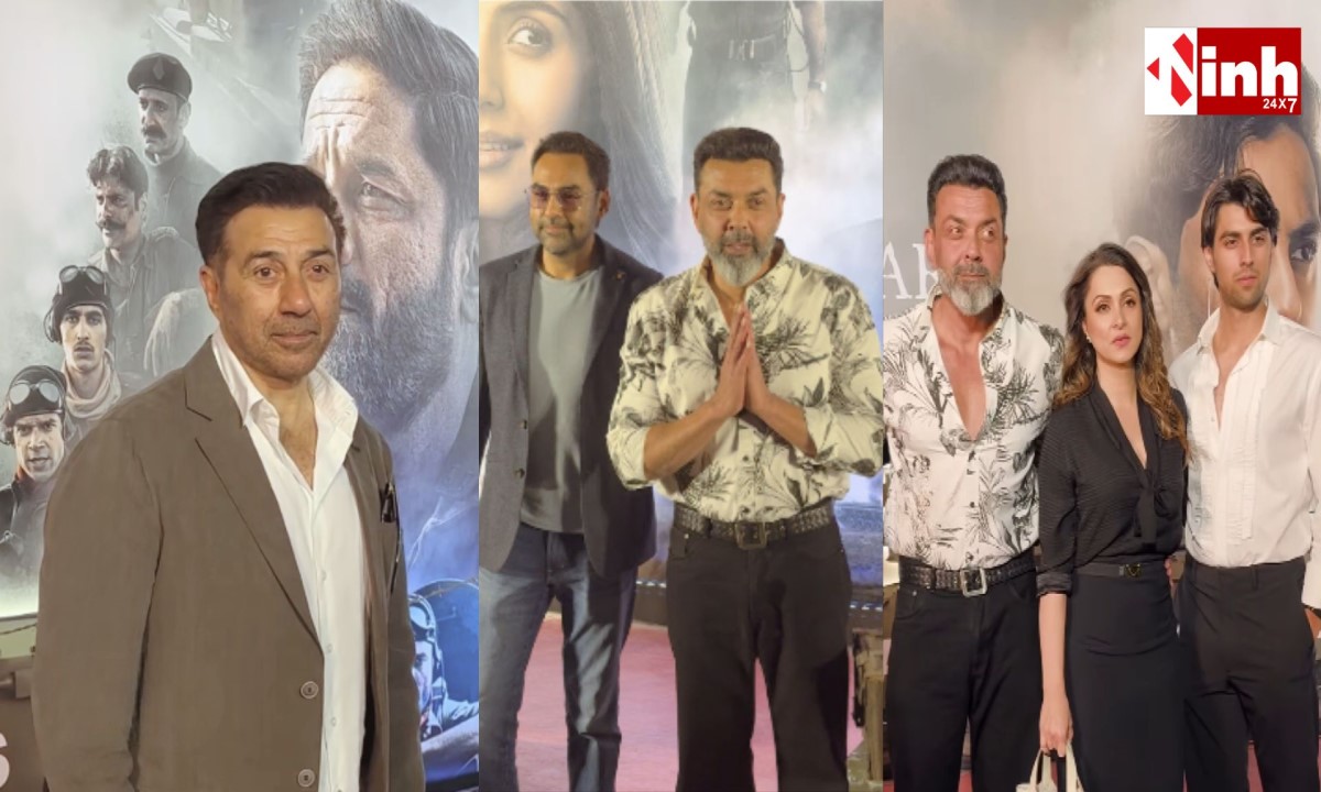 मुंबई में हुई ‘इक्कीस’ की स्पेशल स्क्रीनिंग पर भावुक हुए सनी देओल, पिता धर्मेंद्र के पोस्टर संग दिया इमोशनल पोज...