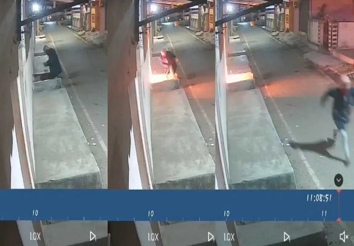 आधी रात वकील के घर आगजनी: नकाबपोश ने दरवाजे पर डाला ज्वलनशील पदार्थ, CCTV में कैद वारदात