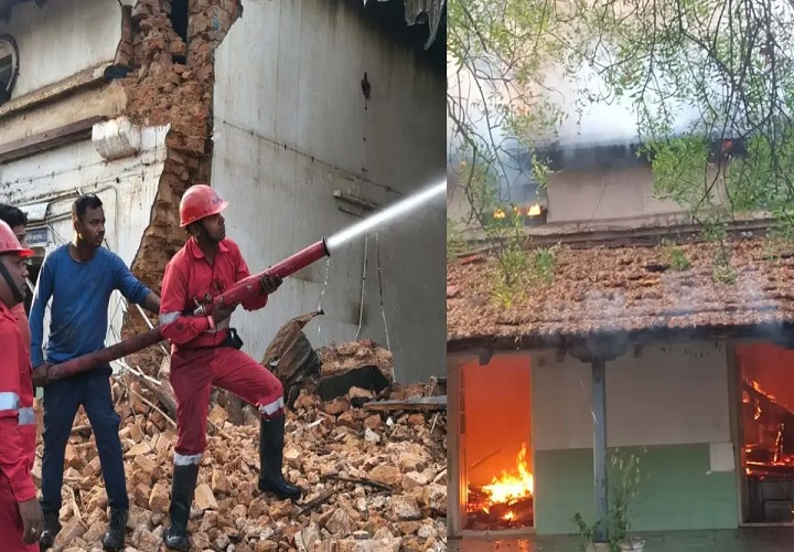 बलौदा बाजार के 100 साल पुराने SDM कार्यालय में लगी भीषण आग, रिकॉर्ड रूम तक पहुंचने का खतरा