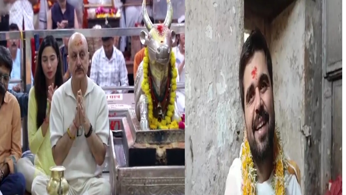 ujjain news : महाकाल के दर में पहुंचे अभिनेता अनुपम खेर,अभिनेत्री शुभांगी दत्त और गायक निंजा, लिया आशीर्वाद 