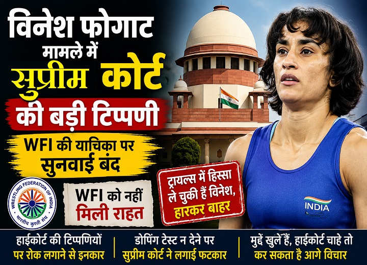 विनेश फोगाट एशियन गेम्स के ट्रायल्स से बाहर: सुप्रीम कोर्ट ने WFI की याचिका पर सुनवाई की बंद