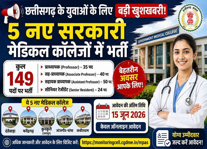 5 नए मेडिकल कॉलेजों में निकली भर्ती, 15 जून तक करें आवेदन