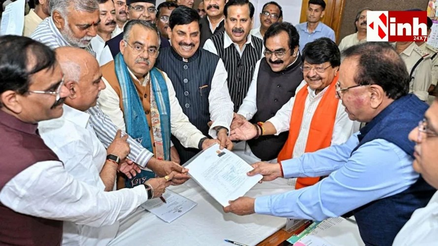 MP BJP राज्यसभा चुनाव: रजनीश अग्रवाल और तरुण चुघ ने भरा नामांकन, सीएम मोहन यादव रहे मौजूद