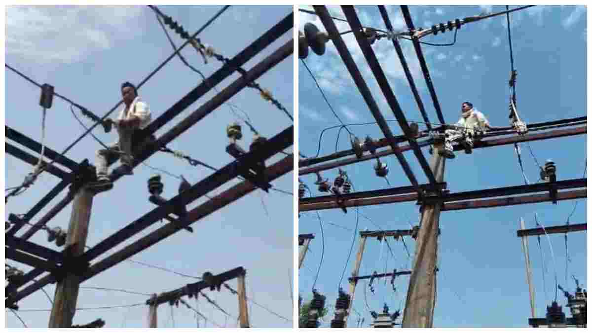 SATNA NEWS : नौकरी से निकाले जाने के विरोध में बिजली पोल पर चढ़ा आउटसोर्स कर्मचारी, दी आत्महत्या की धमकी