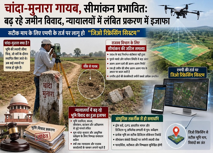चांदा-मुनारा गायब, सीमांकन प्रभावित: बढ़ रहे जमीन विवाद, न्यायालयों में लंबित प्रकरण में इजाफा