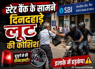 स्टेट बैंक के सामने 3.50 लाख की लूट की कोशिश, बुजुर्ग के शोर मचाने पर लोगों ने दबोचा लुटेरा