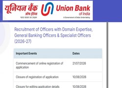 Union Bank में बंपर भर्ती, आवेदन शुरू; ₹1.56 लाख तक मिलेगी सैलरी, जानें पूरी डिटेल