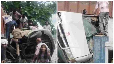 KHANDWA NEWS : खंडवा में श्रद्धालुओं की गाड़ी को ट्रक ने मारी टक्कर, महिला की मौत, 10 घायल