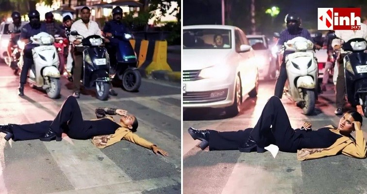 वायरल VIDEO ने मचाई हलचल, सड़क पर लेटकर रील बनाने वाली युवती पर क्राइम ब्रांच की नजर