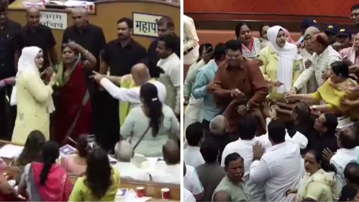 दिल्ली नगर निगम सदन में हंगामा, महापौर की कुर्सी तक पहुंचे पार्षद; बैठक स्थगित